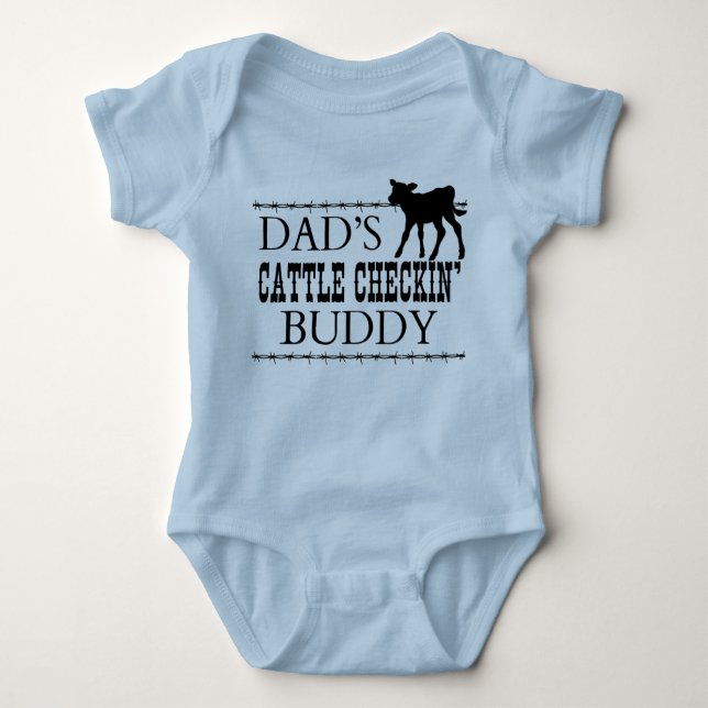 DAD'S CATTLE CHECKING BUDDY BABY BODYSUIT (Front)