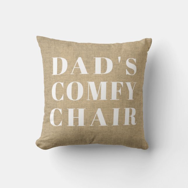 Dad's Chair Beige Linen Father's Day Cushion (Front)