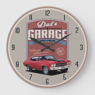 Dad's Chevelle Garage Large Clock