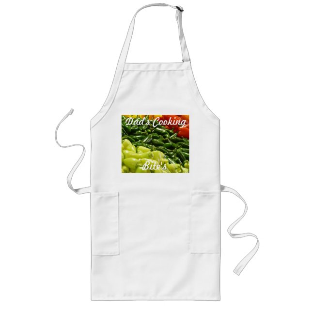 Dad's Cooking Bites, Long Apron, White Apron (Front)