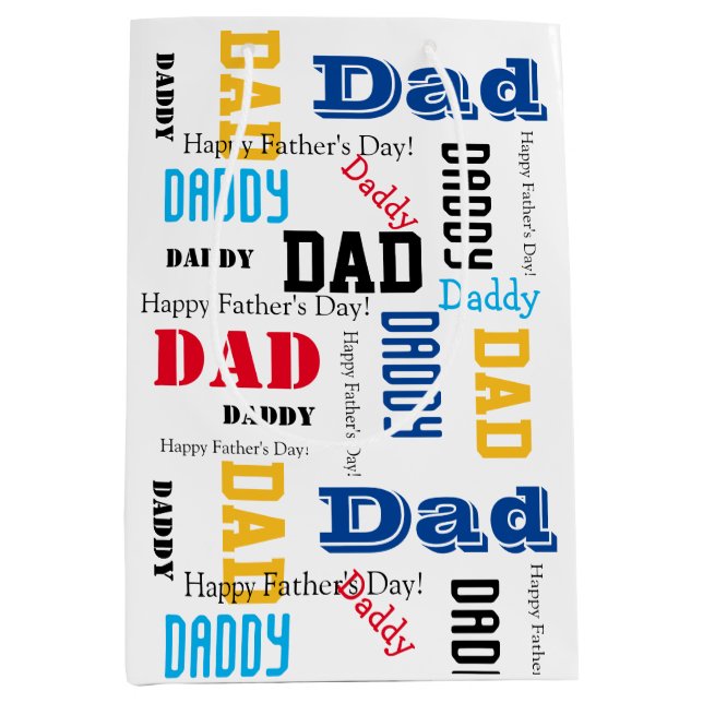 Dad's Dad Father's Day Gift Bag Colourful Text (Front)