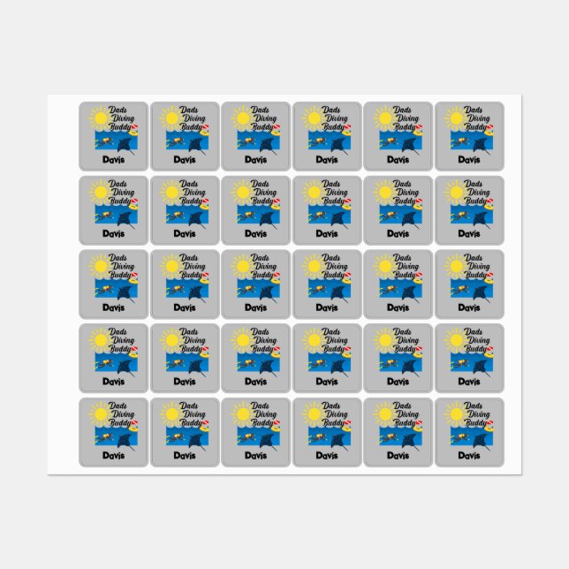 Dads Diving Buddy Design - Small Square Clothing L (Sheet)