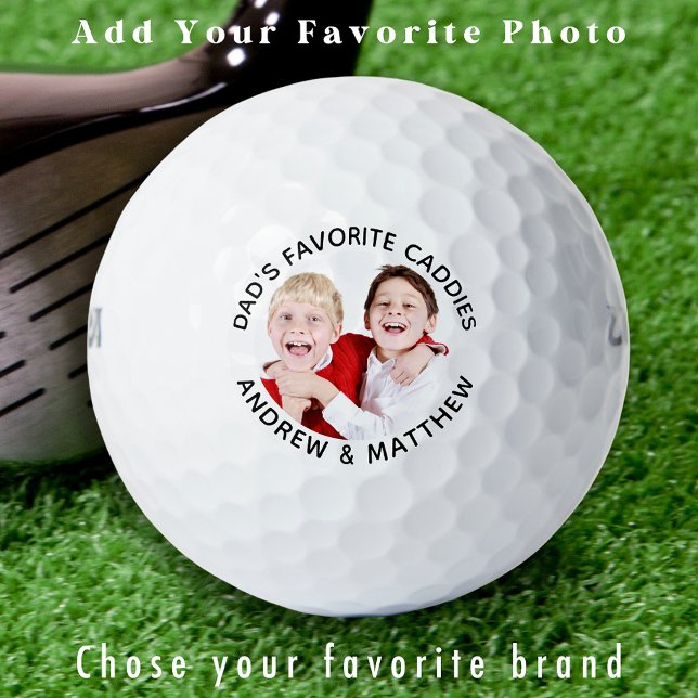 DAD's FAVORITE CADDIES Custom Cool Modern Photo Golf Balls (Creator Uploaded)