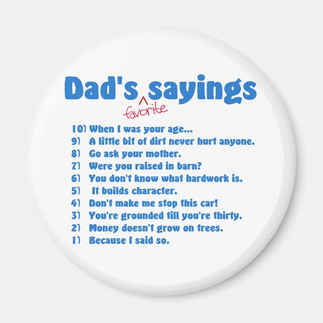 Dads favourite sayings magnet (Front)