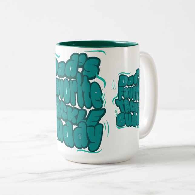 Dad's Favourite Tackle Funny Design Two-Tone Coffee Mug (Front Right)