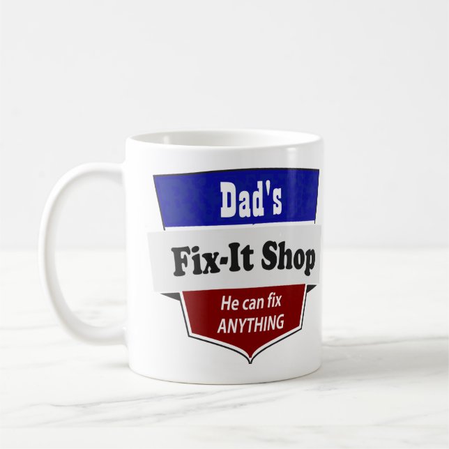 Dad's Fix-It Shop - Customise with Name Coffee Mug (Left)