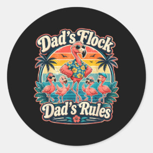 Dads Flock Flamingo Fathers Day Humour Classic Round Sticker