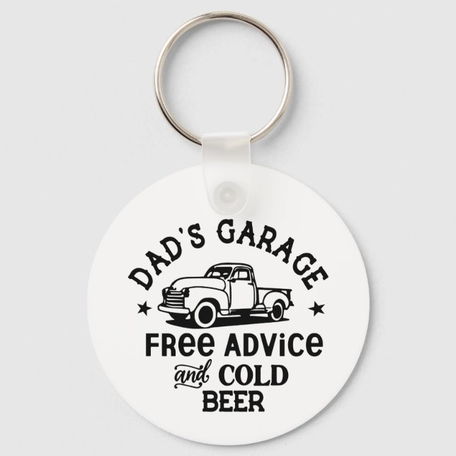 Dad's Garage Free Advice Cold Beer Truck Key Ring (Front)