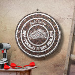 Dad's Garage My Tools My Rules Dartboard<br><div class="desc">This Dad's Garage & Workshop Dart Board is a great addition to your garage or workshop. Great gift for him. Fun game for hours of entertainment. Customise with your name.</div>