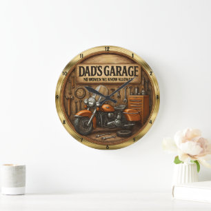 Dad's Garage No Women Allowed Large Clock