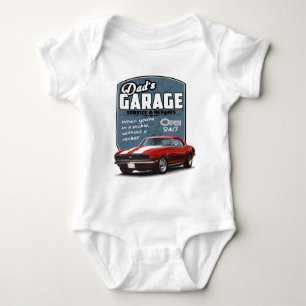 Dad's Garage Red Camaro Baby Bodysuit