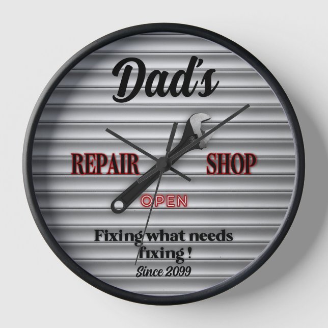 Dad's Garage Repair Shop Wall Clock (Front)