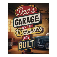Dad's Garage Retro Vintage Automotive Sign