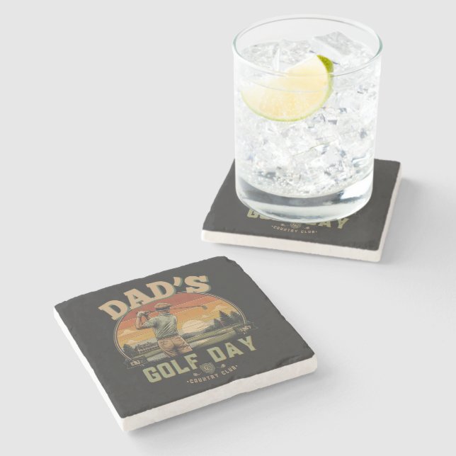 Dad's Golf Day Stone Coaster (Side)