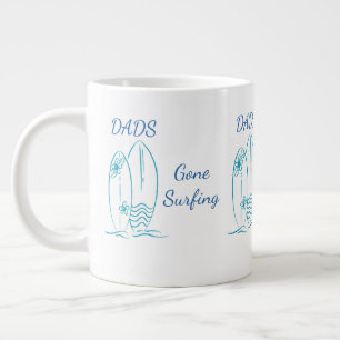 Dads Gone Surfing, Fun Beach Father’s Day Gift Large Coffee Mug