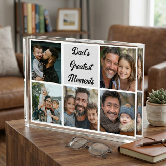 Dad's Greatest Moments Custom Family Photo Collage Block