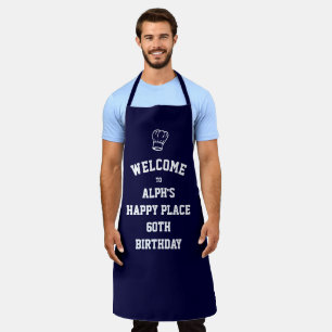 DAD'S HAPPY PLACE   Chef Hat   Custom BLUE Apron