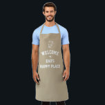 DAD'S HAPPY PLACE | Chef Hat | Custom KHAKI Apron<br><div class="desc">Do you know a man who just LOVES cooking? Is the kitchen or BBQ his 'Happy Place'? Then this modern, stylish KHAKI apron would make the ideal gift. The design shows a Chef's Hat motif at the top, followed by text that reads WELCOME TO DAD'S HAPPY PLACE. All text is...</div>