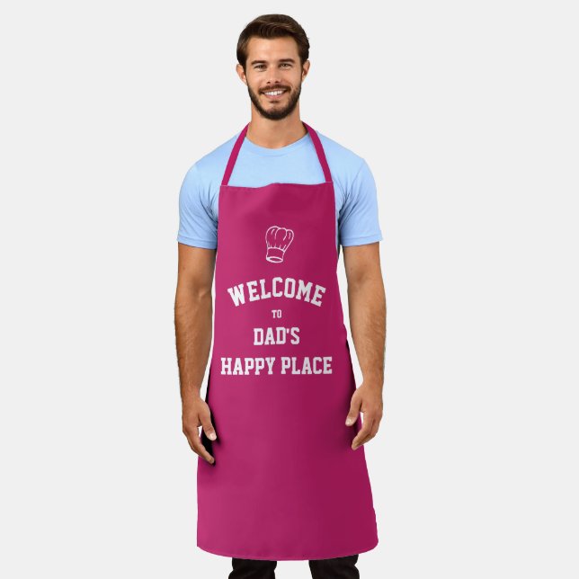 DAD'S HAPPY PLACE | Chef Hat | Custom PINK Apron (Worn)