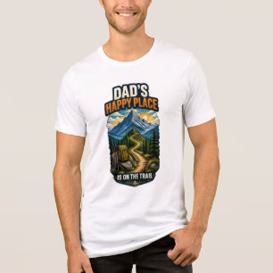 Dad's Happy Place Is On The Trail Hiking T-Shirt O Tri-Blend Shirt
