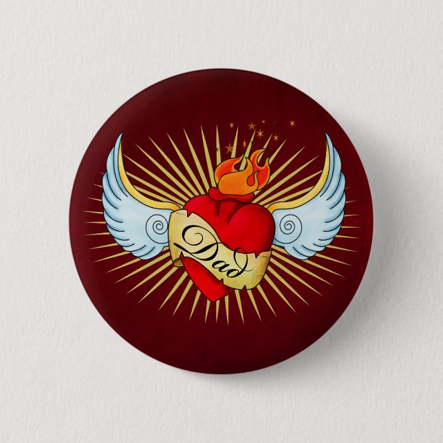 Dad's Heart 6 Cm Round Badge (Front)