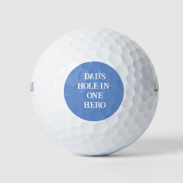 Dad's Hole-in-One Hero Initials Blue&white Golf Balls (Front)