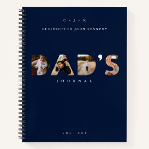 DAD'S Journal Personalized Monogram & Photos Navy