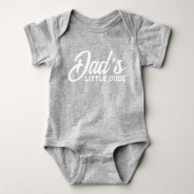 Dad's Little Dude Cute Adorable Baby Boy Baby Bodysuit (Front)