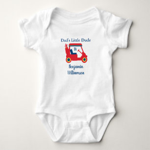 Dad's Little Dude Golf Cart Name Monogram  Baby Bodysuit