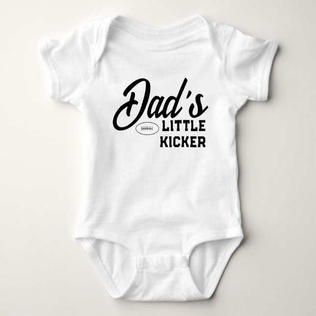 Dad's Little Kicker American Football Boys Baby Bodysuit (Front)