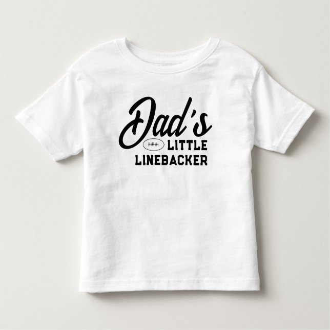 Dad's Little Linebacker American Football Cute Boy Toddler T-Shirt (Front)