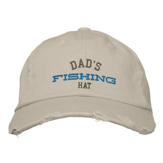 Dad's Lucky Fishing Embroidery Hat (Front)