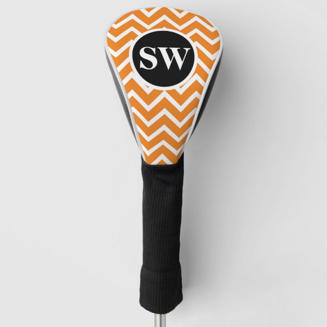 Dads mens monogrammed chevron | Personalise Golf Head Cover (Front)
