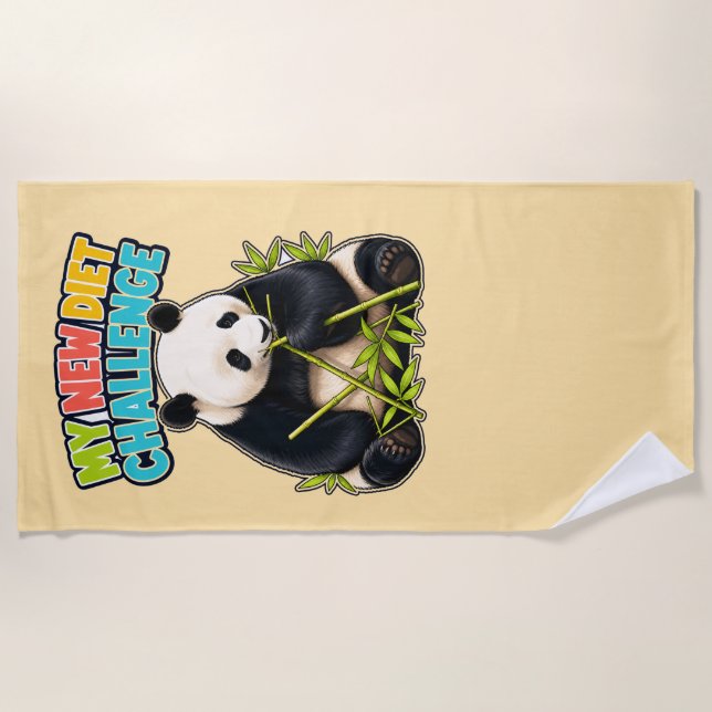 Dad's New Diet Challenge Panda Beach Towel (Front)