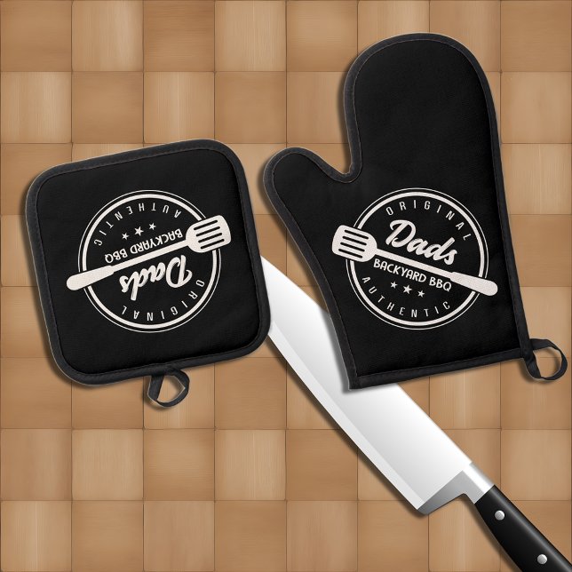 Dad's Original Backyard BBQ Authentic Logo Oven Mitt & Pot Holder Set (Creator Uploaded)
