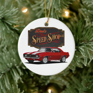 Dad's Red Speed Shop Ceramic Ornament