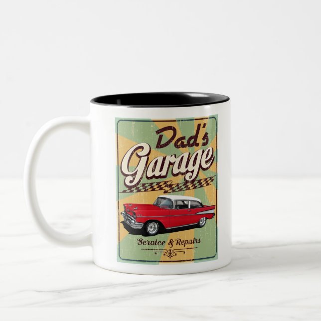 Dad's Retro Bel Air Garage Two-Tone Coffee Mug (Left)