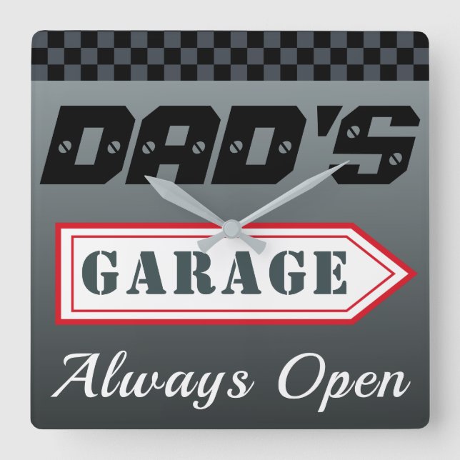 Dad's Retro Garage Sign Wall Clock Gift (Front)