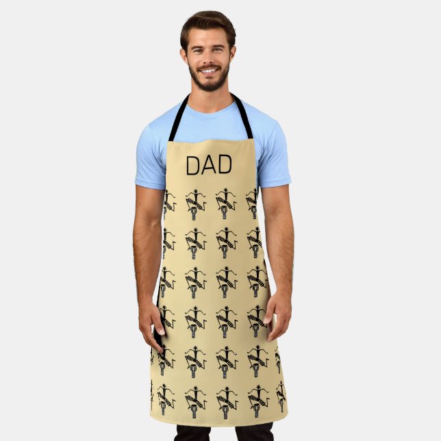 Dad's Silhouette Djembe Drumming Pattern  Apron (Worn)