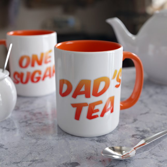 Dad's Tea One Sugar Orange Two-Tone Coffee Mug (Must be Dad's as it has his name on it. One sugar?)
