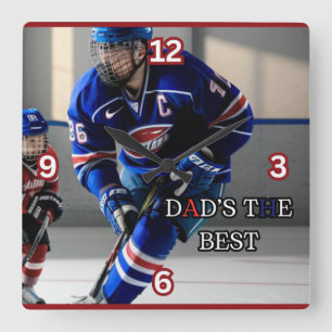 Dad's the Best Square Hockey Clock