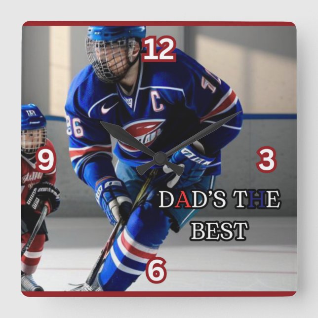 Dad's the Best Square Hockey Clock (Front)