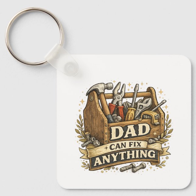 Dad's Toolbox Father's Day Vintage Keychain Gift (Front)