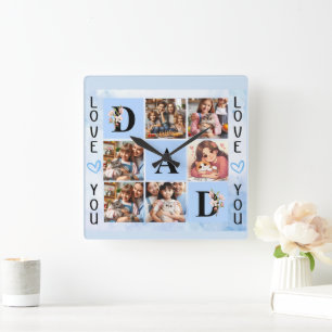 Dad's Tumbler: Family, Love, Memories Square Wall Clock