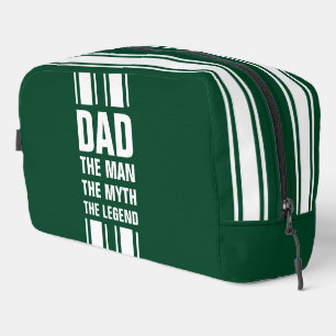 Dad's White Racing Stripe Dark Green Overnight Bag