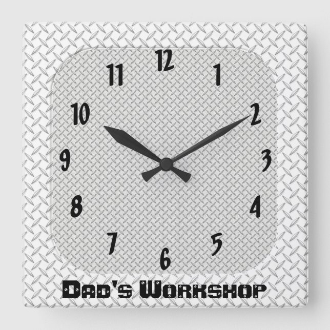 Dad's Workshop Square Wall Clock (Front)