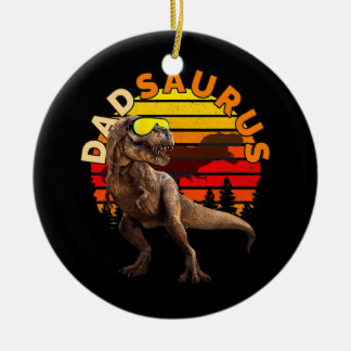 DADSAURUS Jurassic T Rex Dad Retro Vintage World Ceramic Ornament