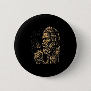 Dadsquatch bigfoot blowing dandelion vintage 6 cm round badge