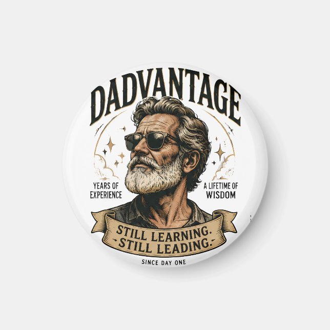 DADVANTAGE Still Learning Still Leading Retro Dad  Magnet (Front)
