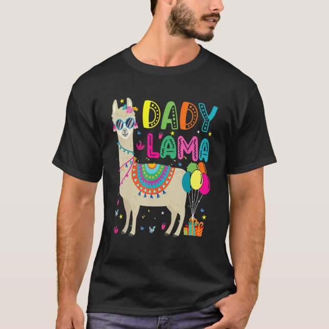 Dady Llama Birthday Balloons sunglasses Llama Pet  T-Shirt (Front)